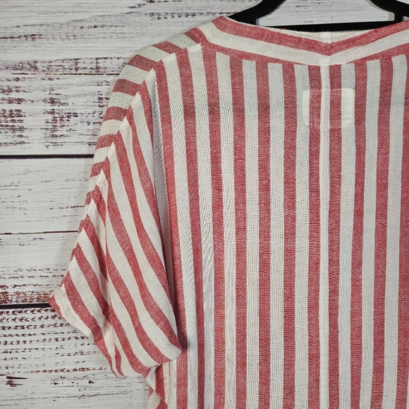 Rails Thea Carmine stripe button up tie top - Picture 13 of 15